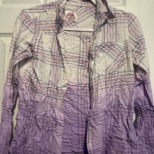 Long sleeve purple plad shirt